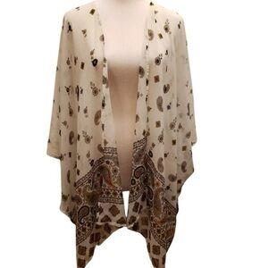 Urban Outfitters Ecote cream Boho Western White Paisley Kimono Shawl